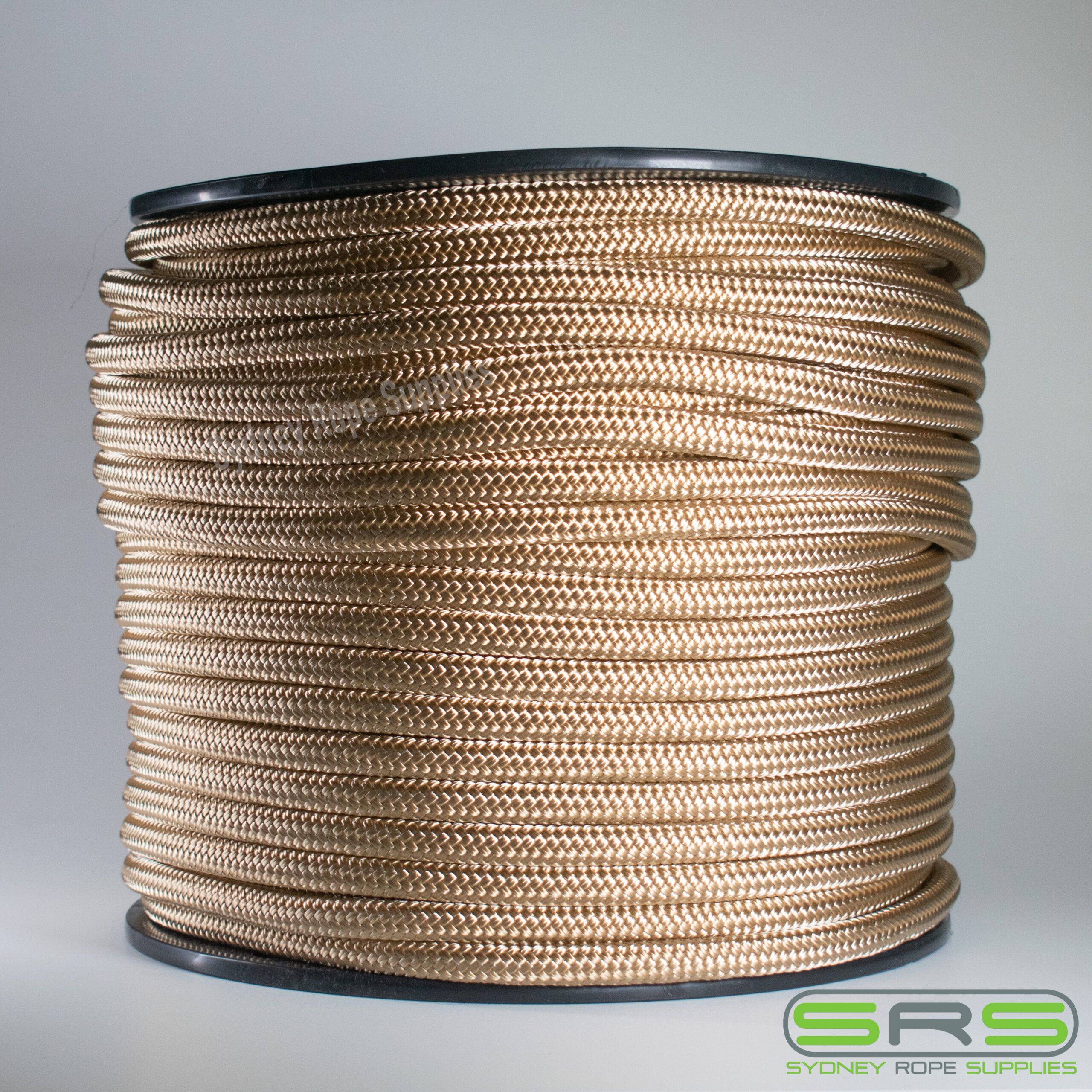 100MTR X 6MM TAN COLOUR DOUBLE BRAIDED POLYESTER ROPE